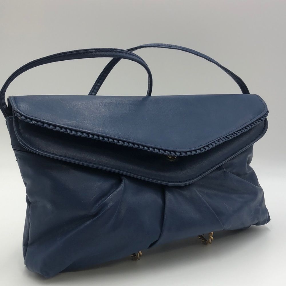Vintage Navy Blue Bag Bazaar Purse. Layered flaps w/snaps.Two Large compartments - Picture 1 of 7